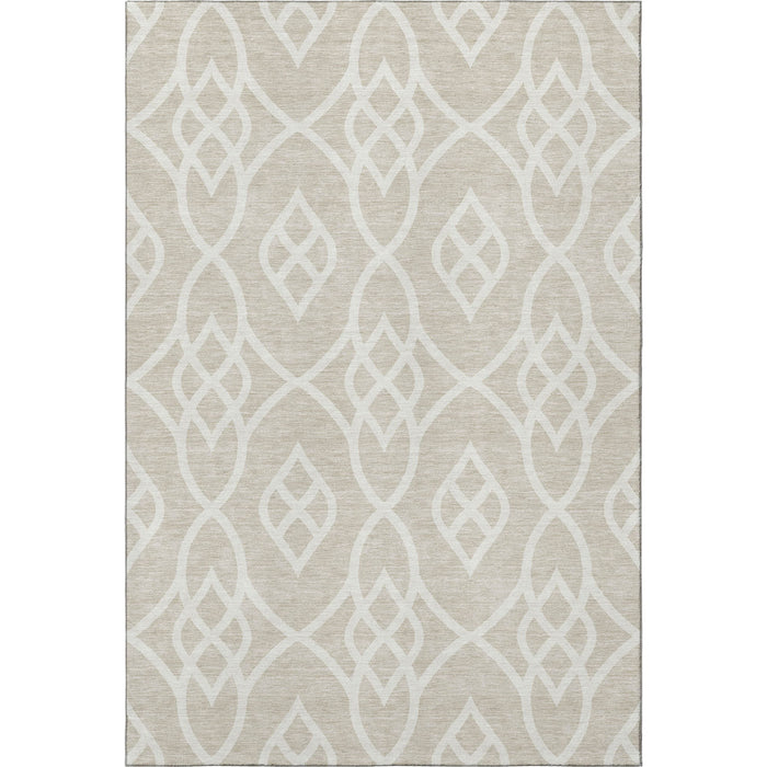 10' X 14' Trellis Washable Area Rug With UV Protection (670243) - Beige / Ivory