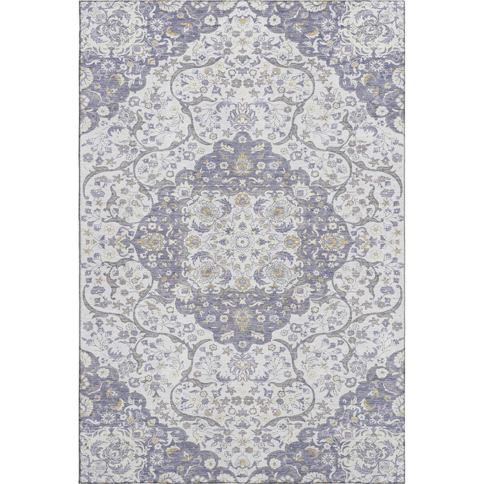 10' X 14' Medallion Washable Area Rug With UV Protection (696836) - Lavender / Ivory / Gold