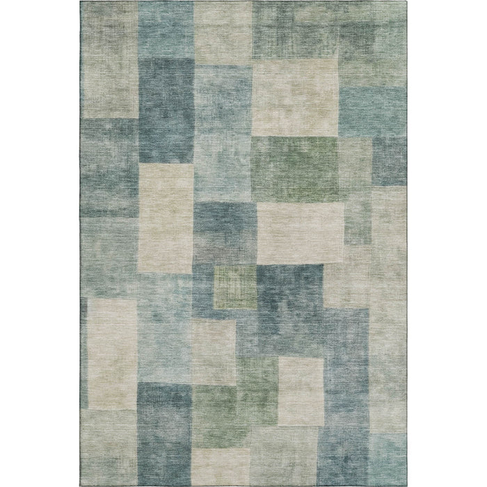 10' X 14' Geometric Washable Area Rug With UV Protection (692595) - Pale Aqua / Blue / Ivory