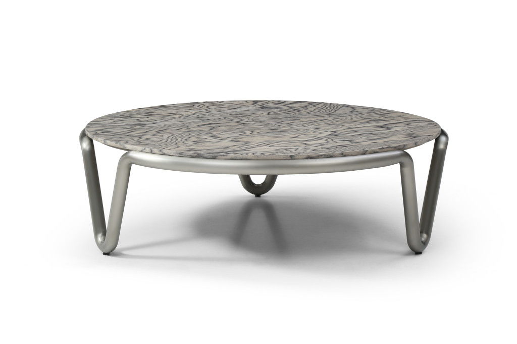 55" Stainless Steel Round Coffee Table - Gray / Silver