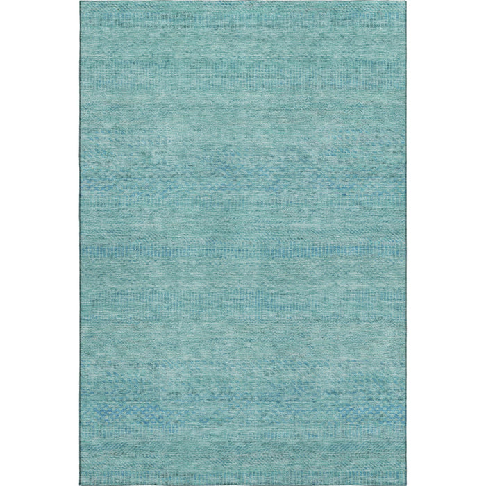 10' X 14' Striped Washable Area Rug With UV Protection (695486) - Aqua / Teal