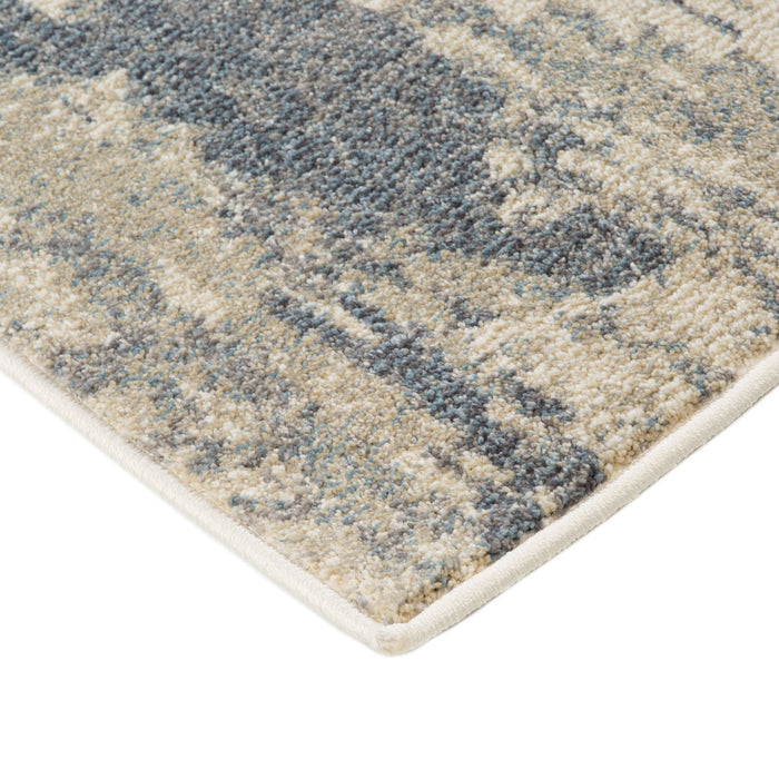 9' x 12' Abstract Power Loom Area Rug - Ivory Blue And Gray