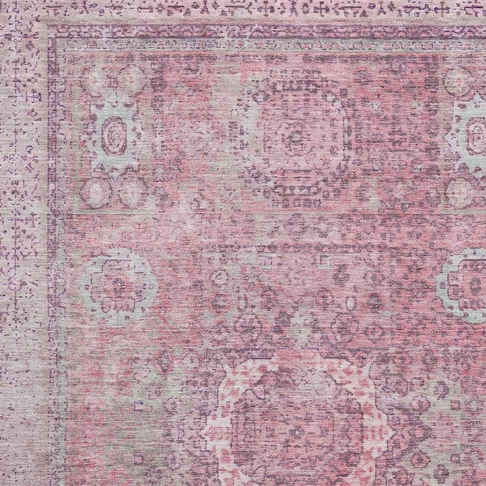 10' X 14' Oriental Washable Area Rug With UV Protection (699782) - Pink / Gray