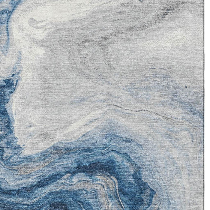 10' X 14' Abstract Washable Area Rug With UV Protection (697770) - Navy Blue / Ivory