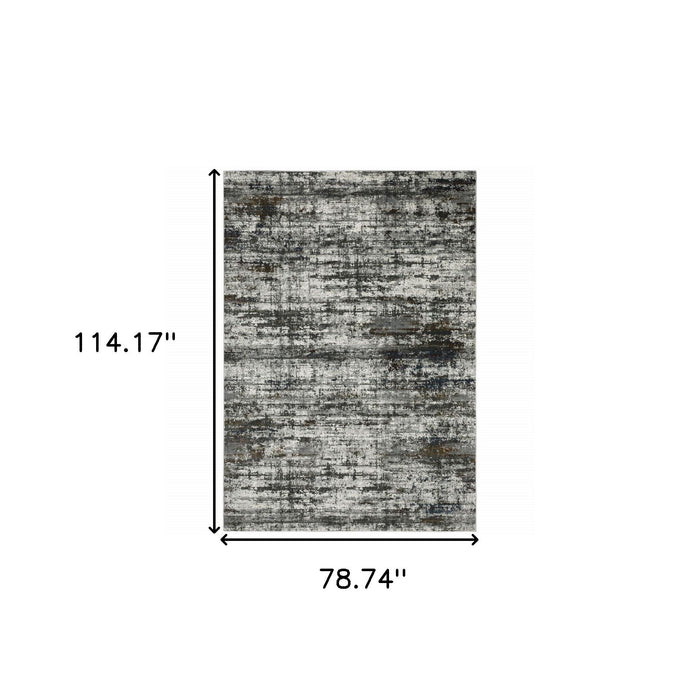 6' x 9' Abstract Power Loom Stain Resistant Area Rug - Ivory Charcoal Gray Blue Rust And Brown