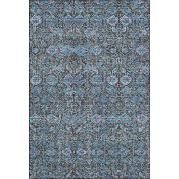 10' X 14' Tribal Washable Area Rug With UV Protection (649912) - Teal / Gray