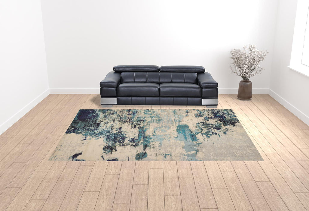 10' x 14' Abstract Power Loom Contemporary Area Rug - Ivory