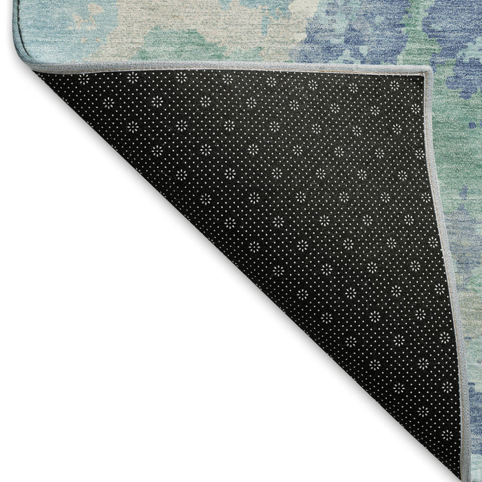 10' X 14' Abstract Washable Area Rug With UV Protection (693366) - Pale Aqua / Ivory / Gray