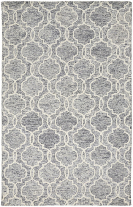 10' X 14' Wool Geometric Hand Tufted Area Rug - Ivory And Gray