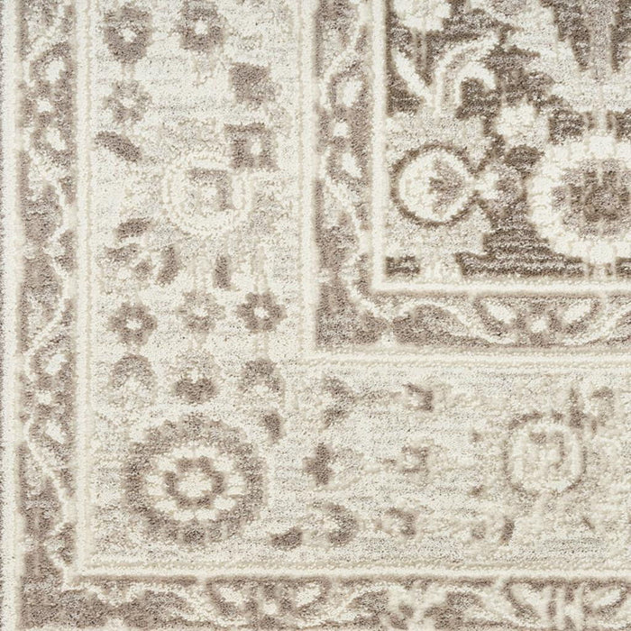9' X 12' Floral Distressed Non Skid Area Rug (564198) - Ivory / Brown / Gray