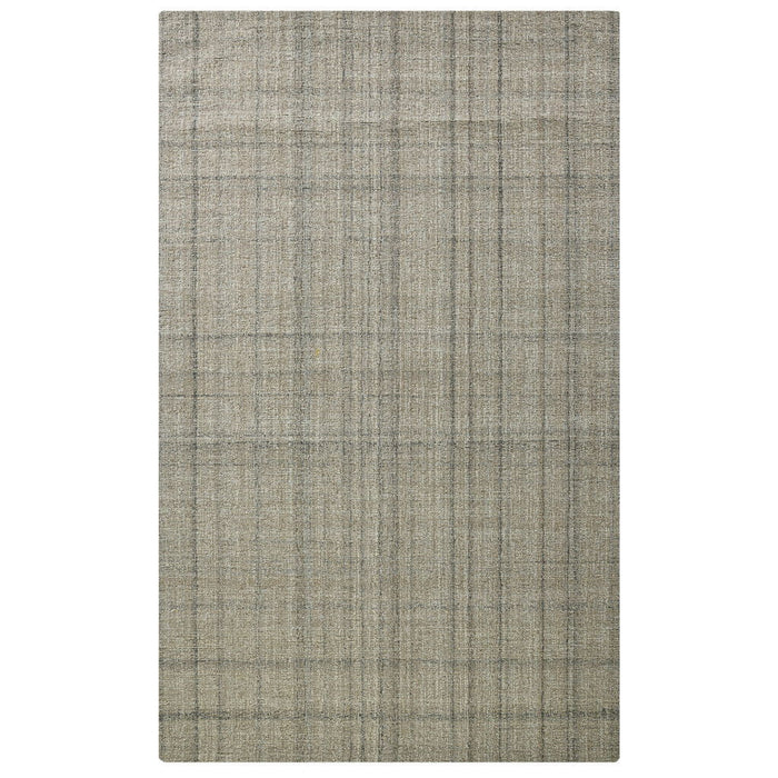 9' X 12' Wool Plaid Hand Tufted Area Rug - Brown And Gray