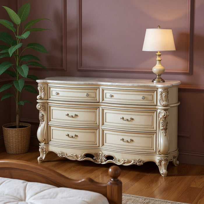 Solid Wood Double Dresser - Beige