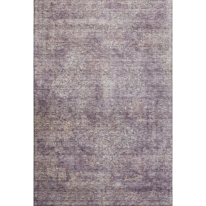 10' X 14' Abstract Washable Area Rug With UV Protection (688129) - Plum / Ivory