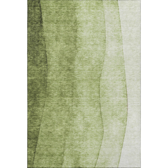 10' X 14' Ombre Washable Area Rug With UV Protection (652737) - Olive Green / Ivory