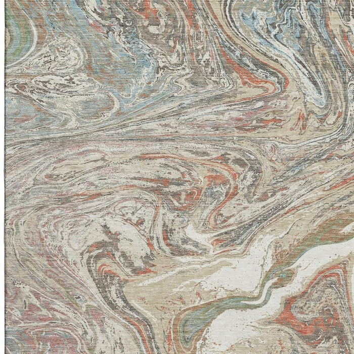 10' X 14' Abstract Washable Area Rug With UV Protection (683099) - Beige / Copper / Green