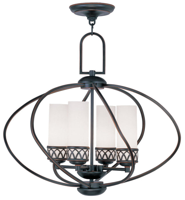 21" Four Light Dimmable Chandelier With Shades - Bronze