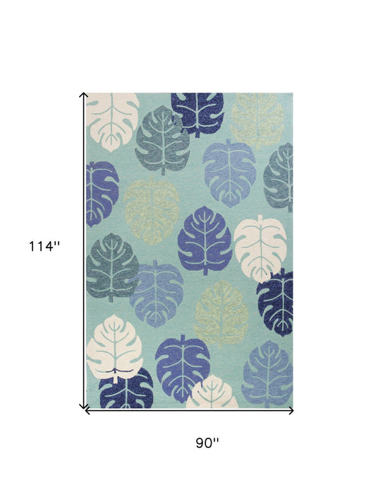 7' x 9' UV Treated Polypropylene Area Rug - Turquoise