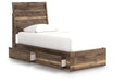 Signature Design by Ashley Chirason panel storage bed with built-in drawers and sleek wood finish for bedroom organization and style.