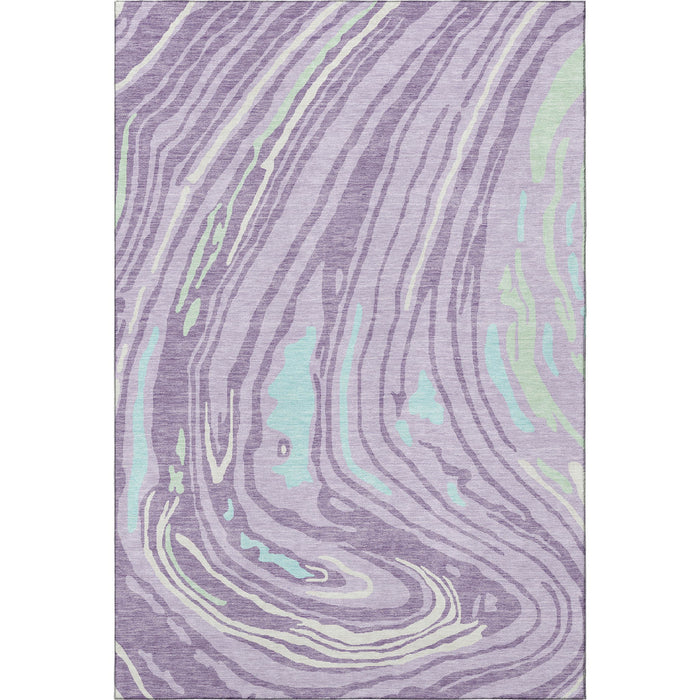 10' X 14' Abstract Washable Area Rug With UV Protection (682433) - Lavender / Mint Green / Sky Blue