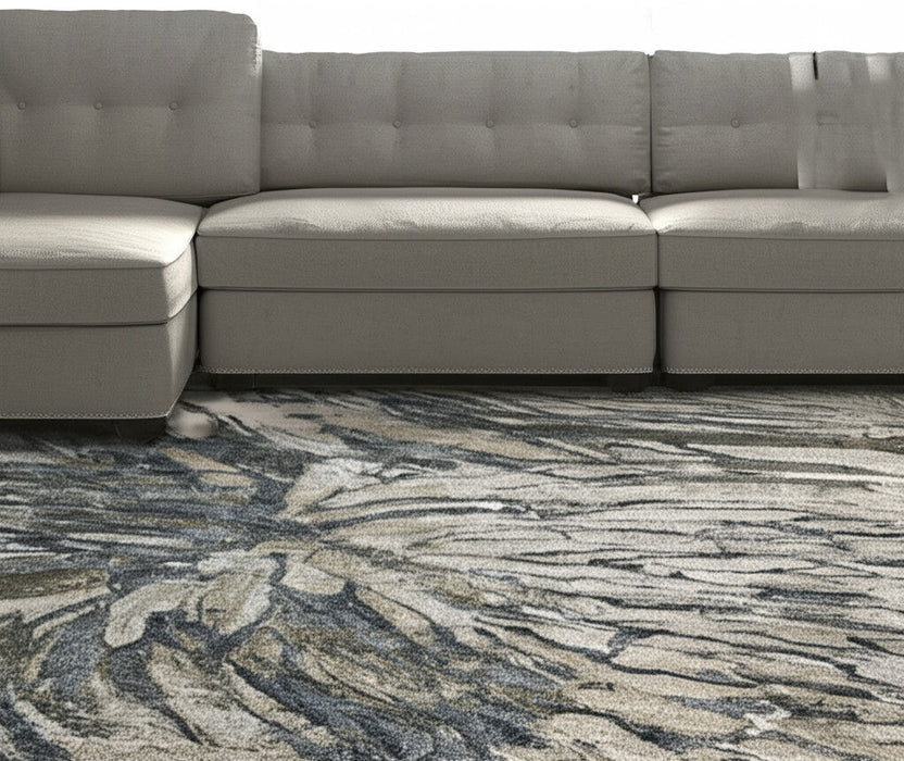9' X 12' Abstract Area Rug - Gray / Ivory