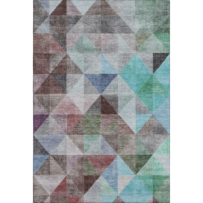 10' X 14' Geometric Washable Area Rug With UV Protection (710741) - Silver / Purple / Blue
