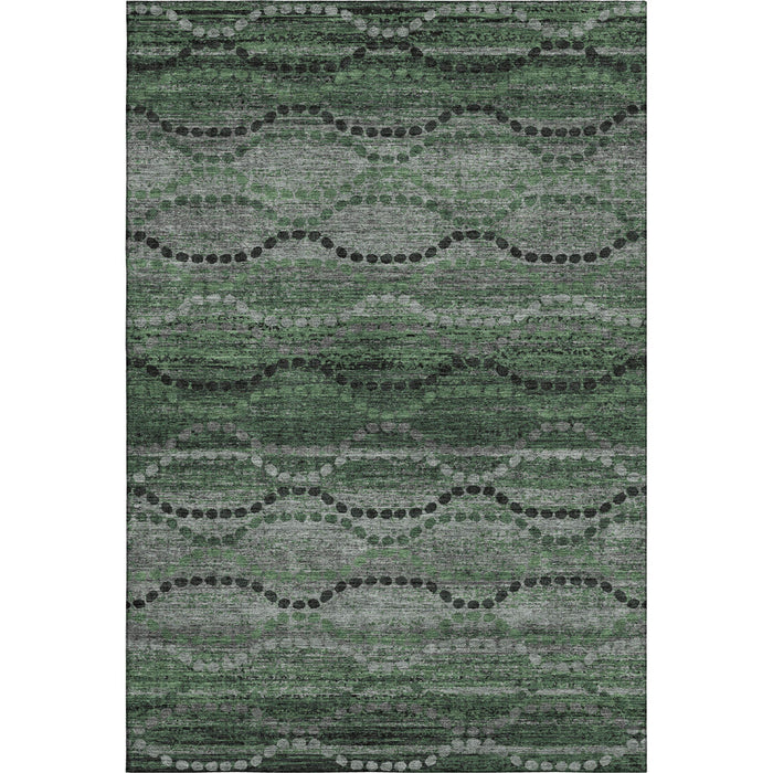 10' X 14' Abstract Geometric Washable Area Rug With UV Protection (715327) - Olive Green / Gray