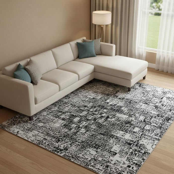 10' X 14' Abstract Washable Area Rug With UV Protection (710388) - Khaki / Taupe / Copper