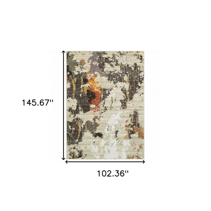 9' x 12' Power Loom Area Rug - Beige And Black