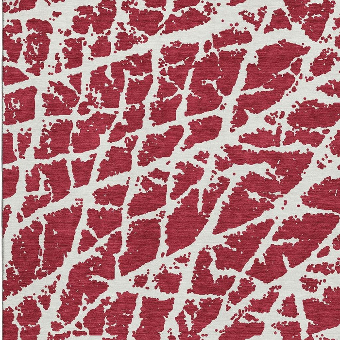 10' X 14' Abstract Washable Area Rug With UV Protection (646590) - Red / Ivory