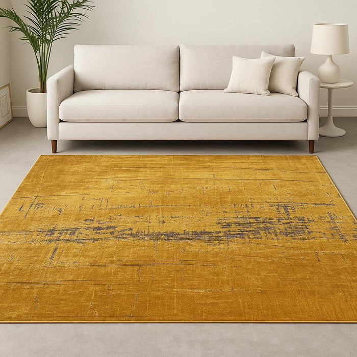 9' X 13' Chevron Washable Area Rug (548433) - Yellow / Brown