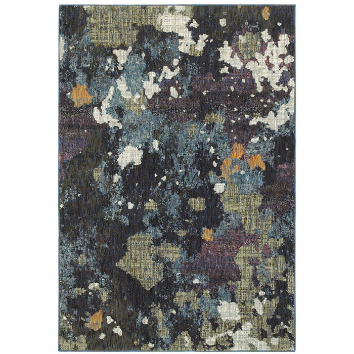 10' x 13.1' Abstract Power Loom Area Rug - Blue And Green