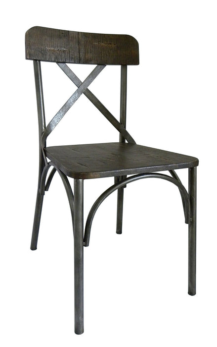 Solid Wood Cross Back Dining Side Chairs (Set of 2) - Brown / Gray