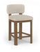 Set of two Meridian Furniture Paloma faux leather upholstered counter stools with brown frames, modern design for kitchen or bar area.