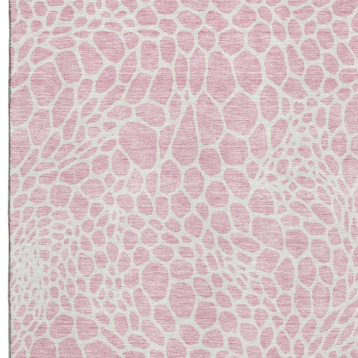 10' X 14' Geometric Washable Area Rug With UV Protection (673091) - Pink / Ivory