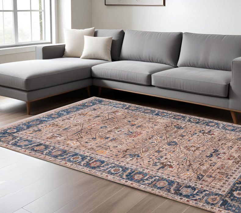 7' X 10' Oriental Area Rug With Fringe - Teal