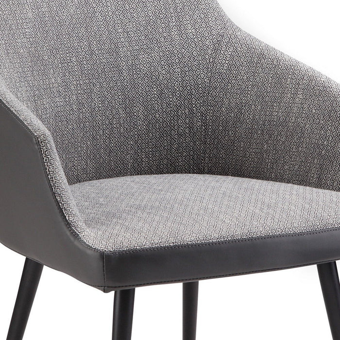 Faux Leather Steel Dining Arm Chair - Gray / Black
