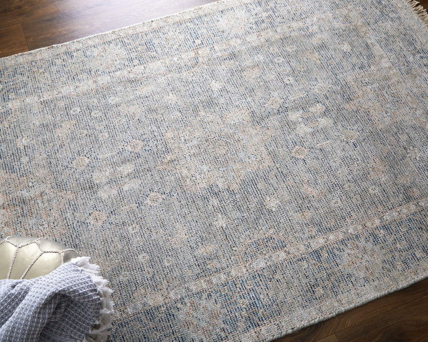 9' X 12' Bohemian Abstract Hand Woven Distressed Area Rug With Fringe - Gray