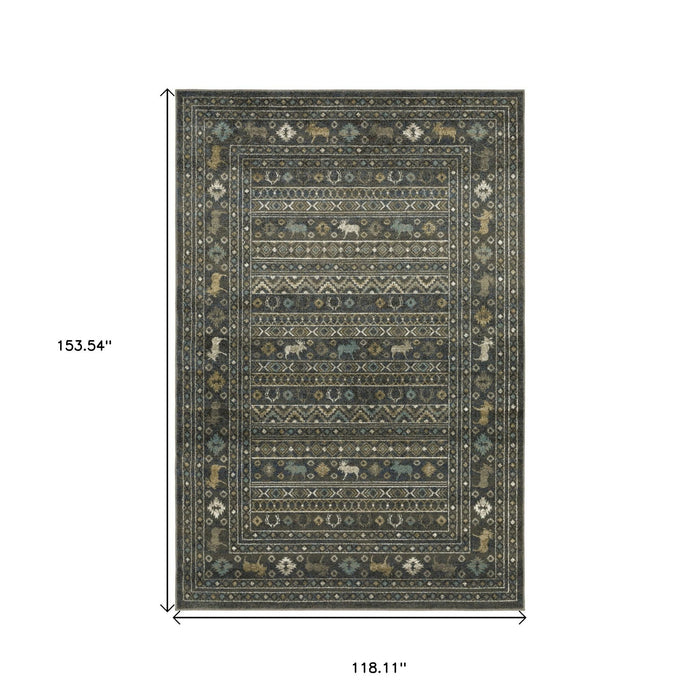 10' X 13' Southwestern Area Rug - Blue And Gold