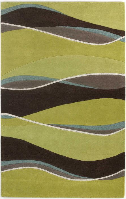 8' x 11' Hand Tufted Abstract Waves Indoor Area Rug - Lime Mocha