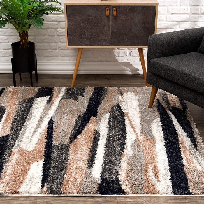 8' x 11' Strokes Area Rug - Gray And Black