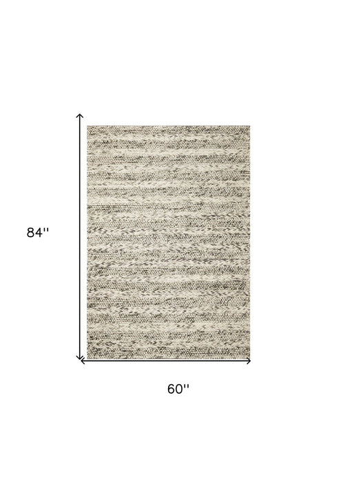 5' x 7' Wool Area Rug - Grey