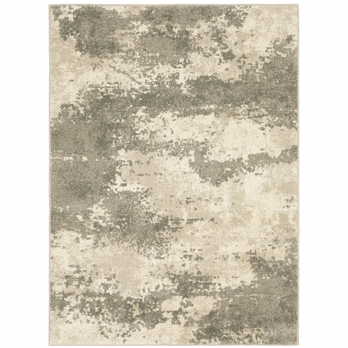 8' x 10' Abstract Power Loom Stain Resistant Area Rug - Beige And Gray