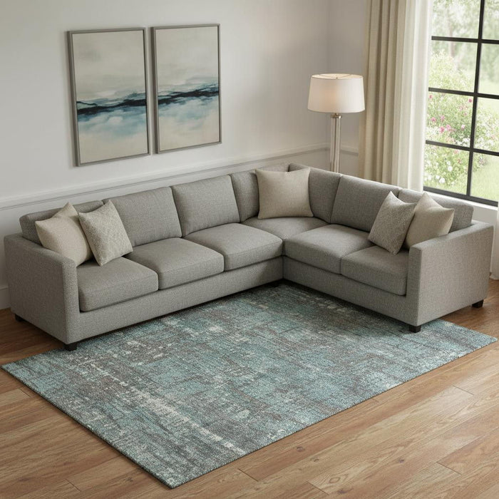 10' X 14' Geometric Washable Area Rug With UV Protection (709744) - Taupe / Teal / Ivory