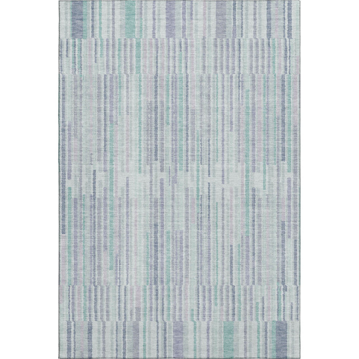 10' X 14' Striped Washable Area Rug With UV Protection (717887) - Mint Green / Denim Blue