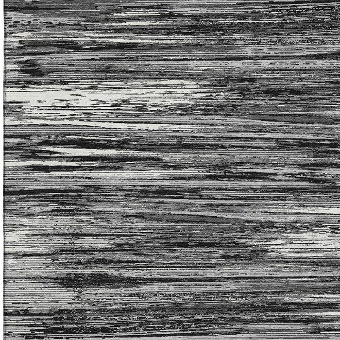 10' X 14' Striped Washable Area Rug With UV Protection (671198) - Black / Ivory