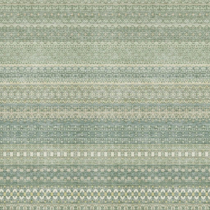5' X 8' Striped Washable Area Rug With UV Protection (647484) - Fern Green / Ivory