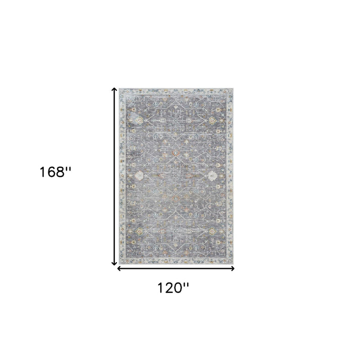 10' x 14' Floral Area Rug - Gray And Ivory