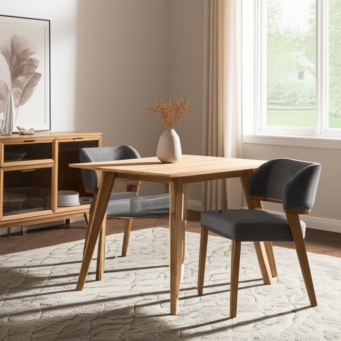 Fabric Upholstered Open Back Dining Side Chairs (Set of 2) - Gray / Brown
