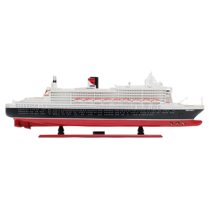 RMS Queen Mary II Large Boat Hand Painted Decorative Boat - Black / Red