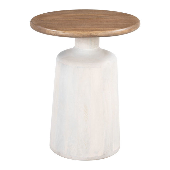22" Wood Pedestal End Table - White